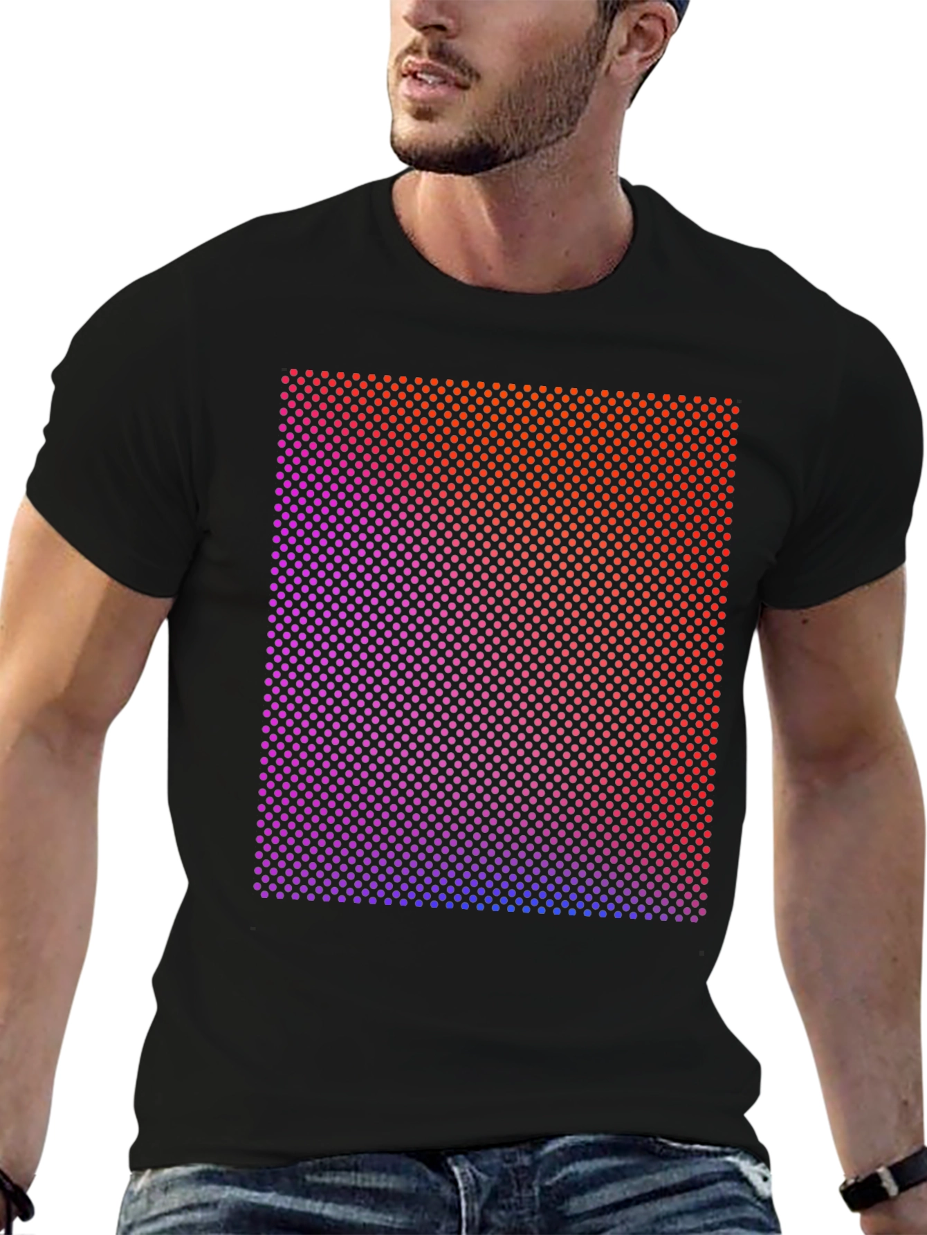 Gradient Dot Matrix Graphic Tee - Modern Style Shirt