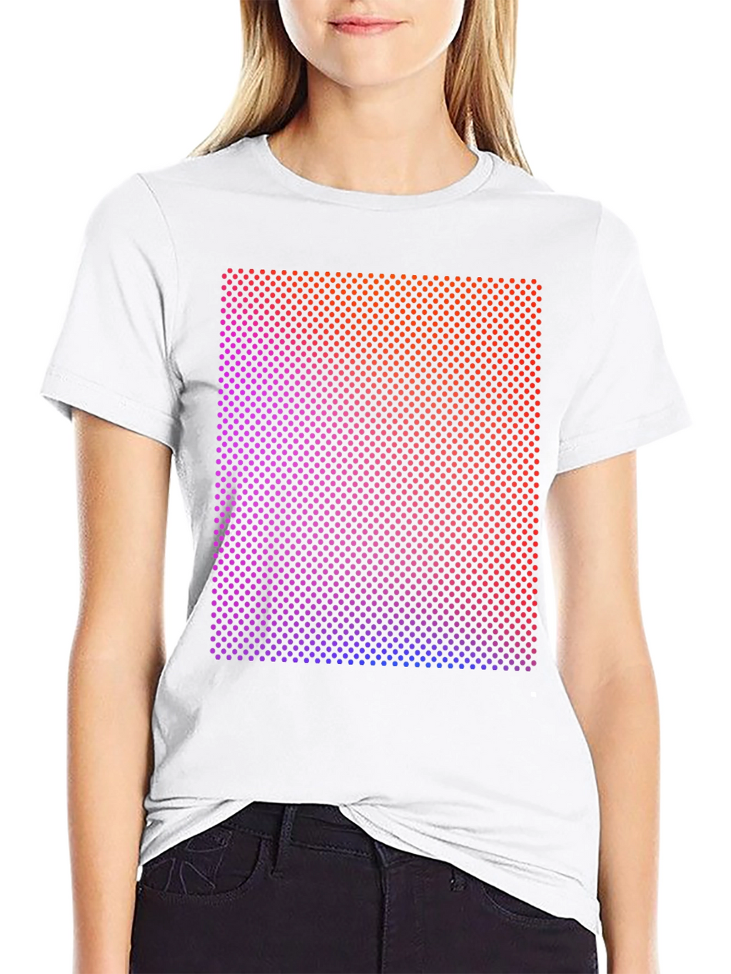 Gradient Dot Matrix Graphic Tee - Modern Style Shirt