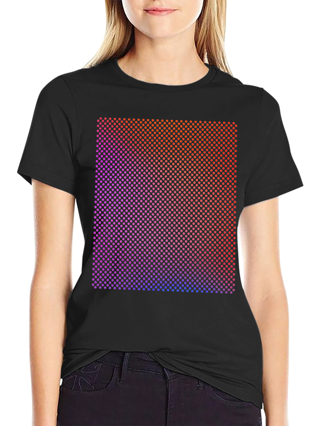Gradient Dot Matrix Graphic Tee - Modern Style Shirt