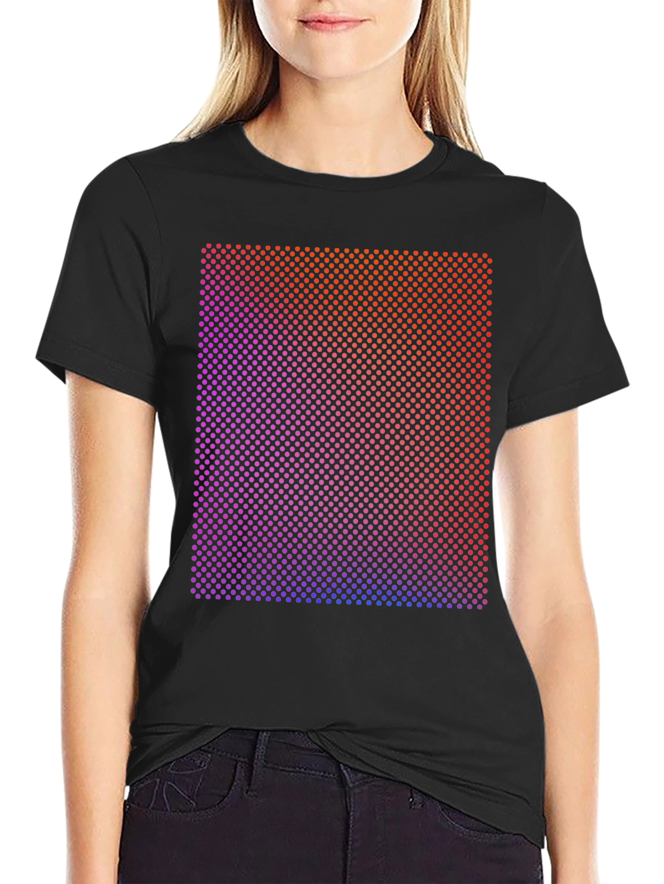 Gradient Dot Matrix Graphic Tee - Modern Style Shirt