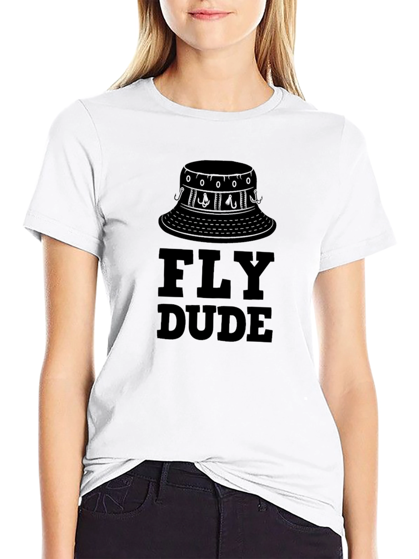 Fly Dude Fishing Bucket Hat Graphic T-Shirt