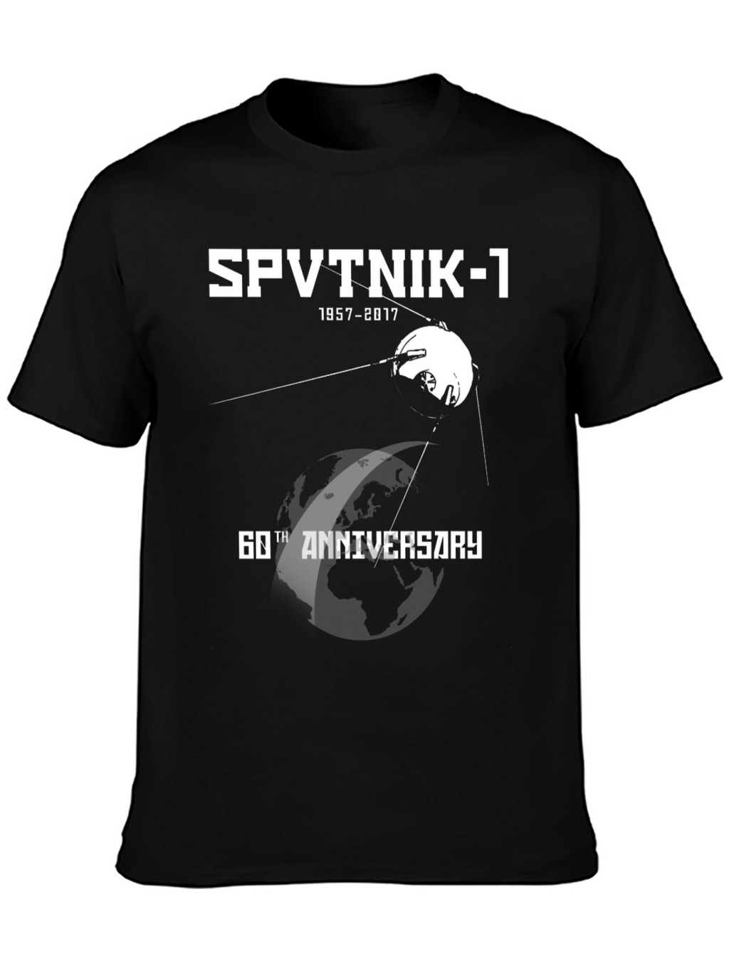 Sputnik-1 60th Anniversary T-Shirt - Black Cotton Blend