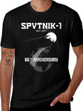 Sputnik-1 60th Anniversary T-Shirt - Black Cotton Blend