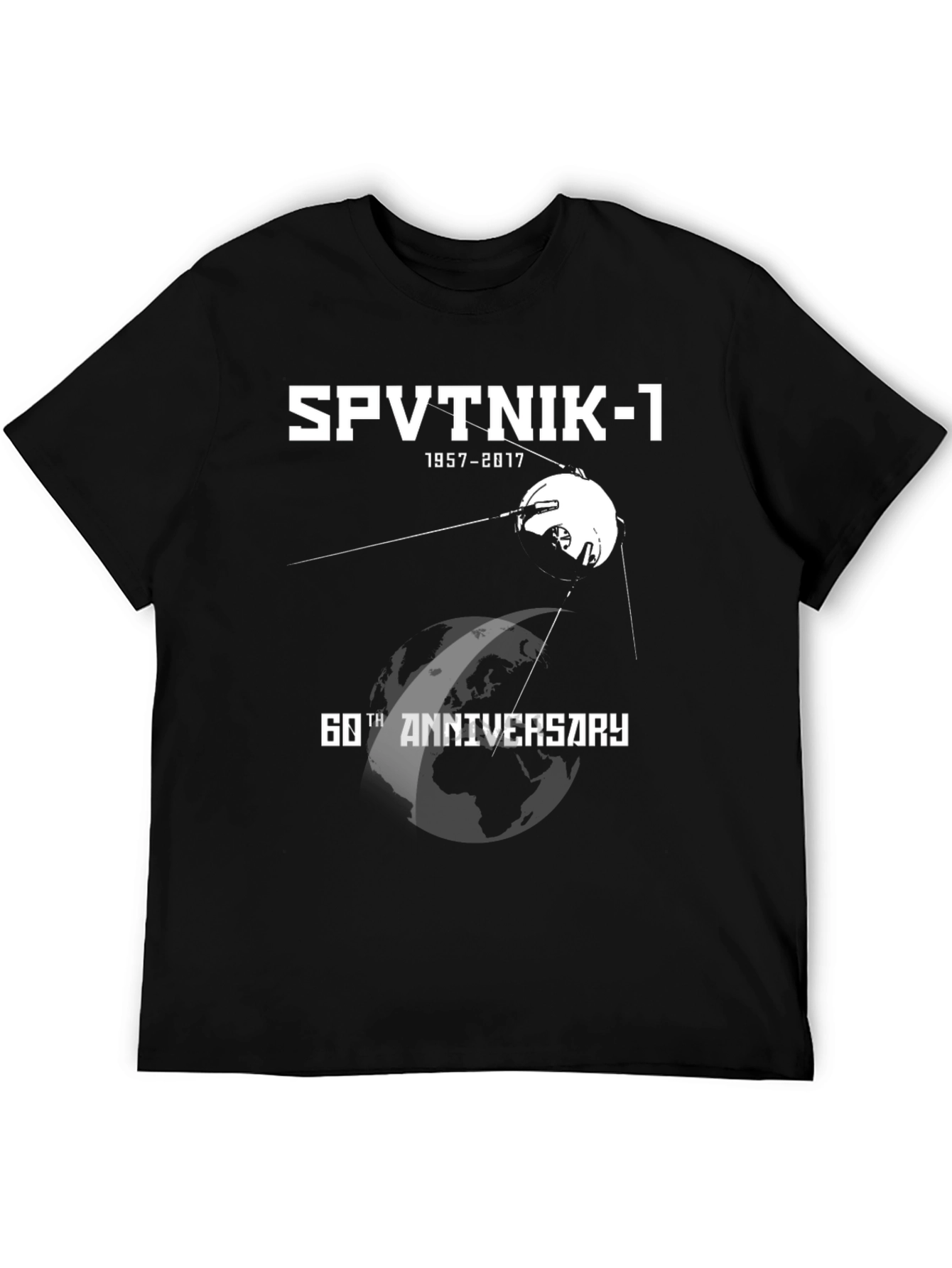 Sputnik-1 60th Anniversary T-Shirt - Black Cotton Blend