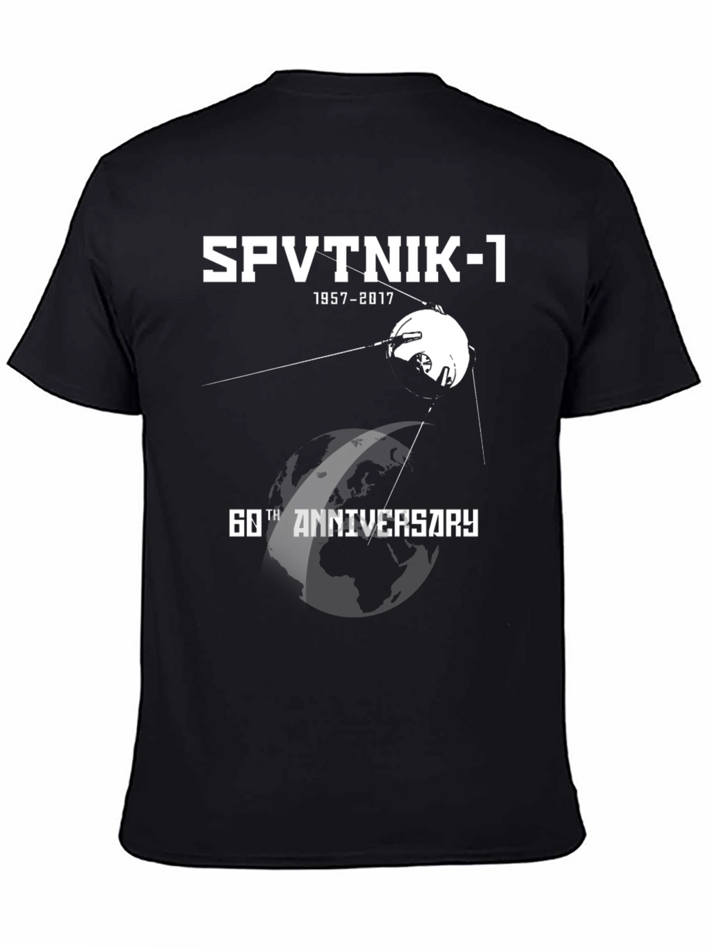 Sputnik-1 60th Anniversary T-Shirt - Black Cotton Blend