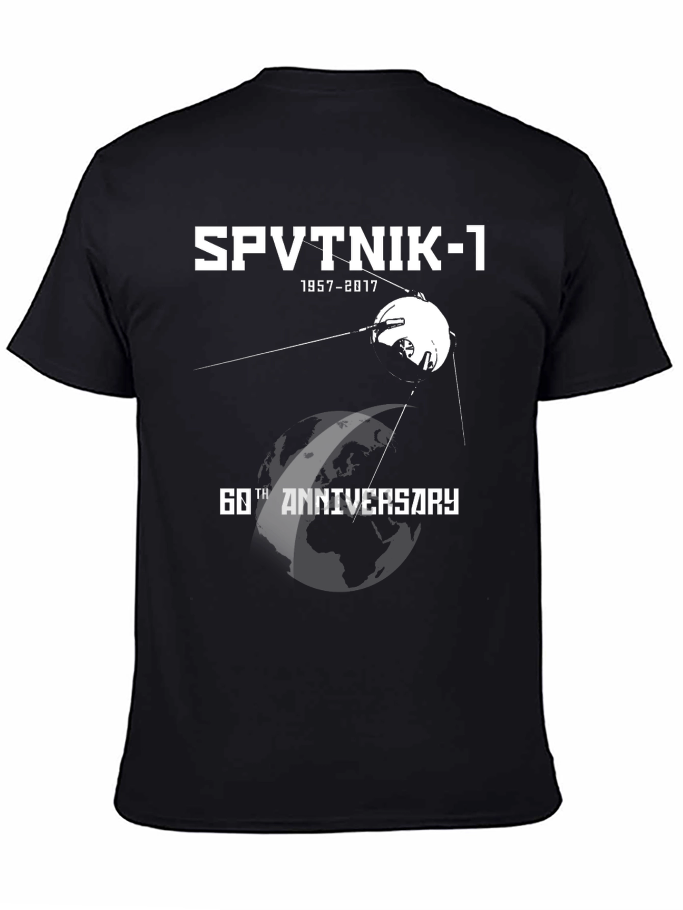 Sputnik-1 60th Anniversary T-Shirt - Black Cotton Blend
