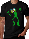 Frog T-Shirt - Black Crew Neck Funny Cartoon