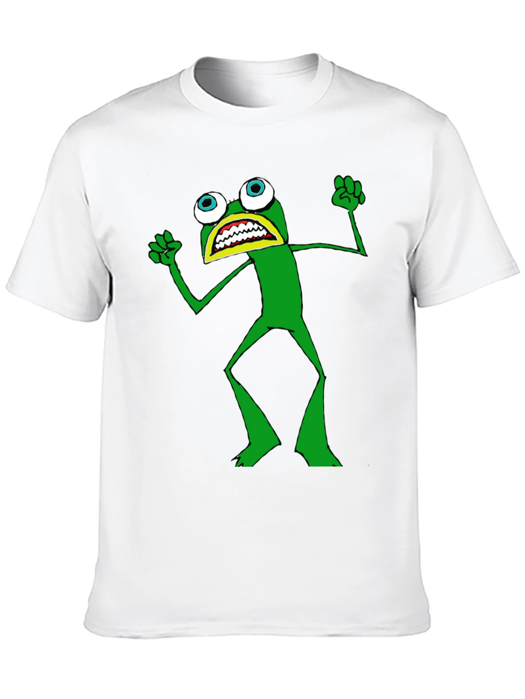Frog T-Shirt - Black Crew Neck Funny Cartoon