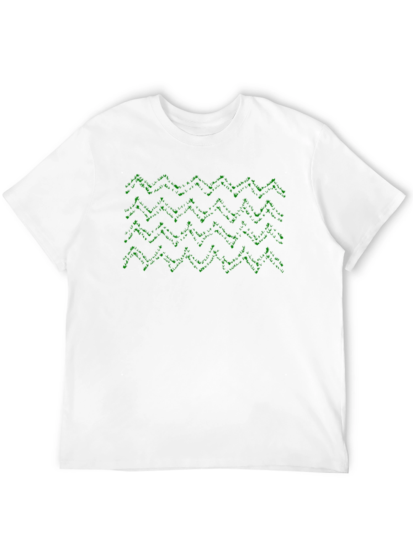 Geometric Green Pattern Black T-Shirt
