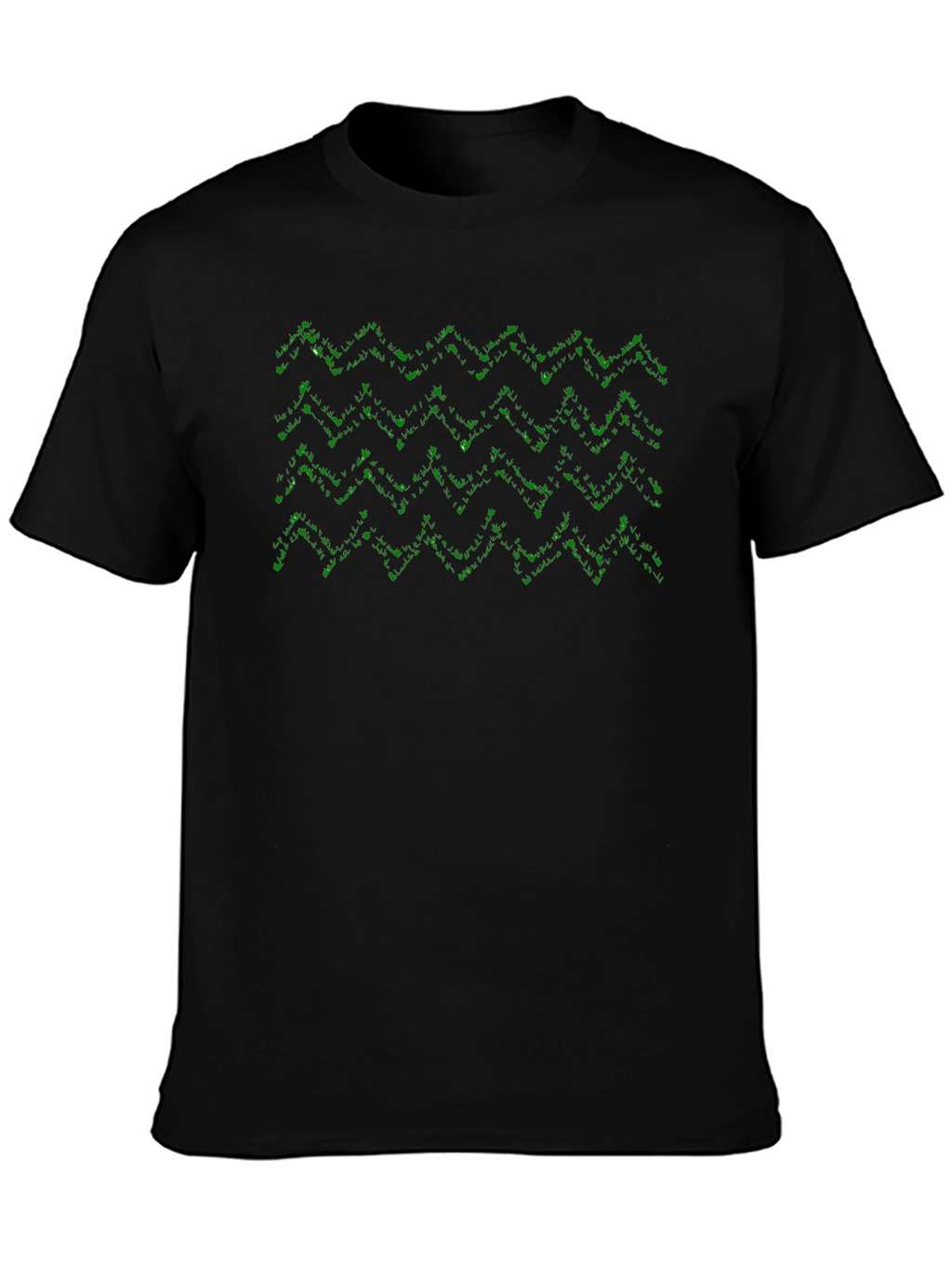 Geometric Green Pattern Black T-Shirt