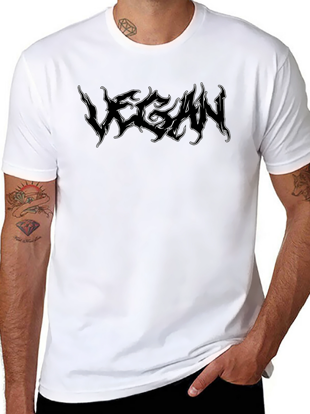 Vegan Graphic T-Shirt - Black Metal Style
