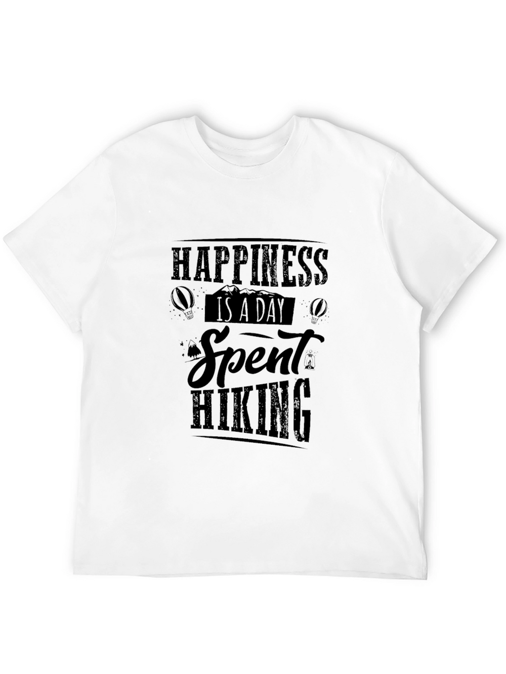 Happiness Hiking T-Shirt Black Cotton Tee