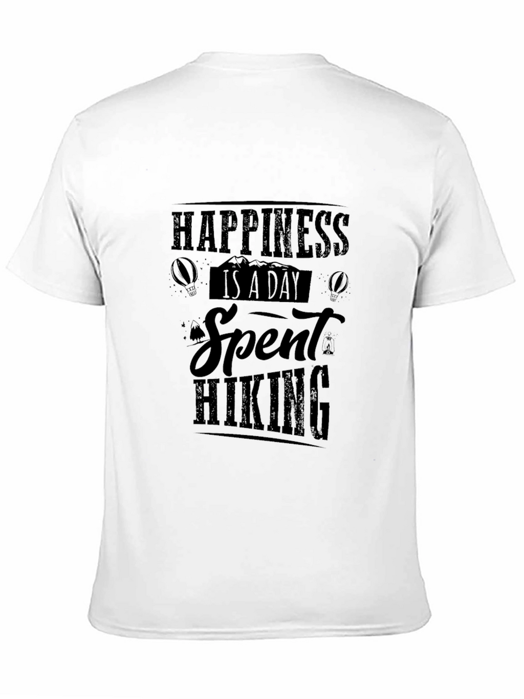 Happiness Hiking T-Shirt Black Cotton Tee