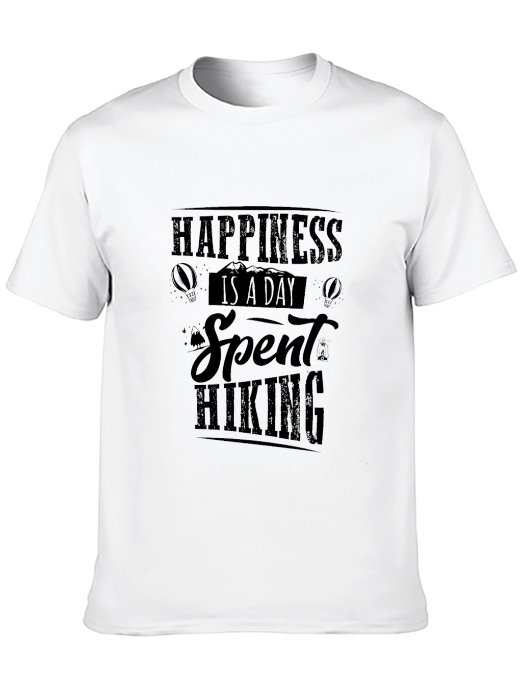 Happiness Hiking T-Shirt Black Cotton Tee
