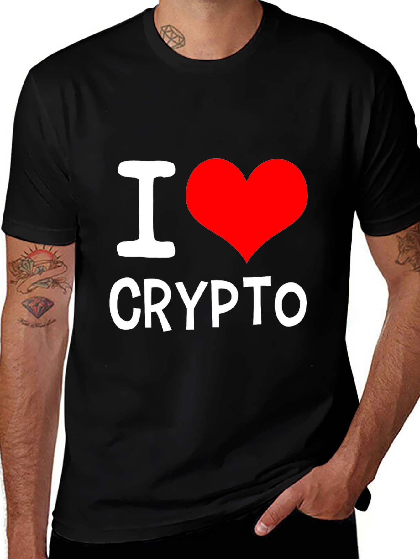 I Love Crypto T-Shirt - Black Short Sleeve Casual Wear