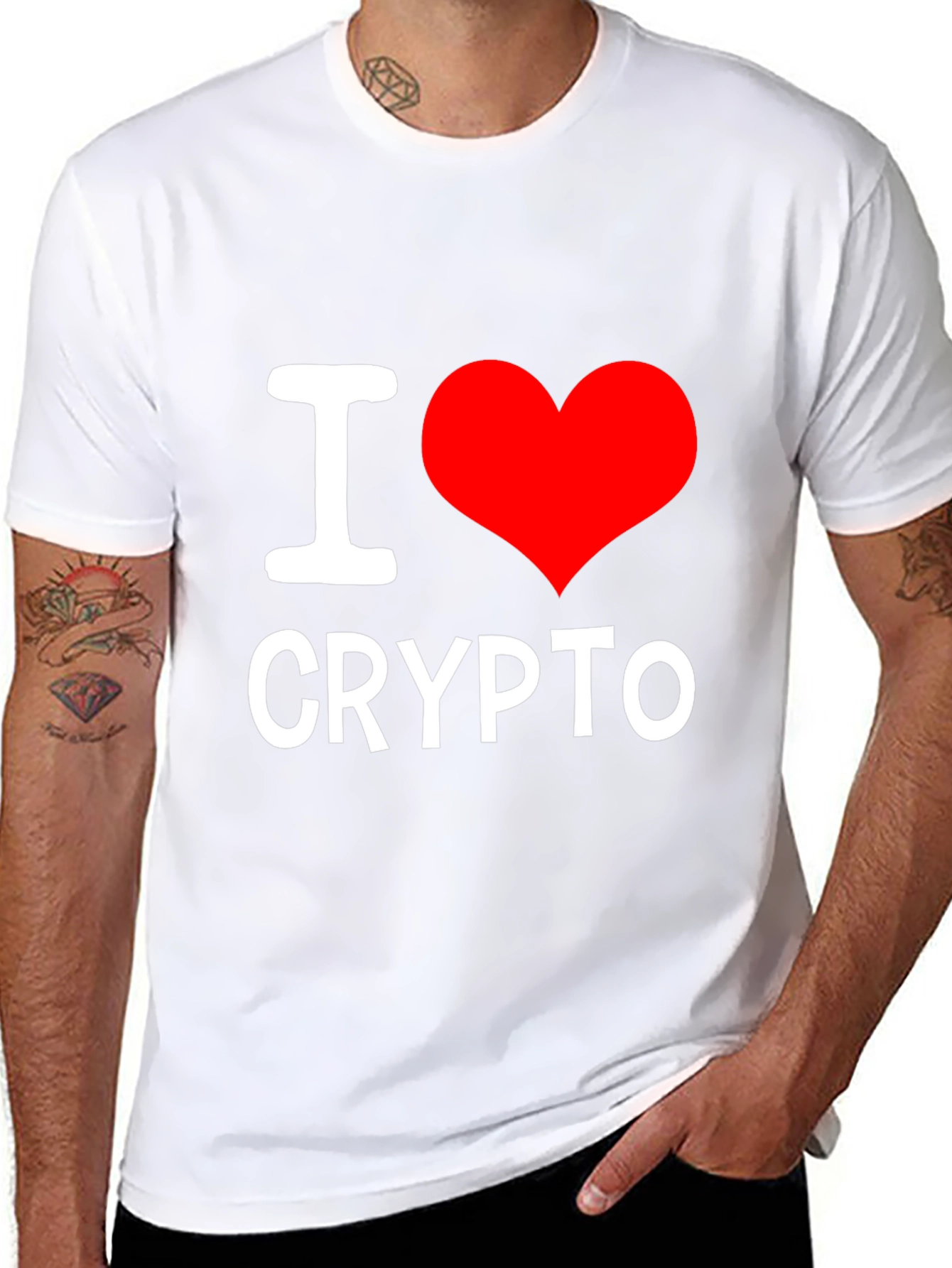 I Love Crypto T-Shirt - Black Short Sleeve Casual Wear