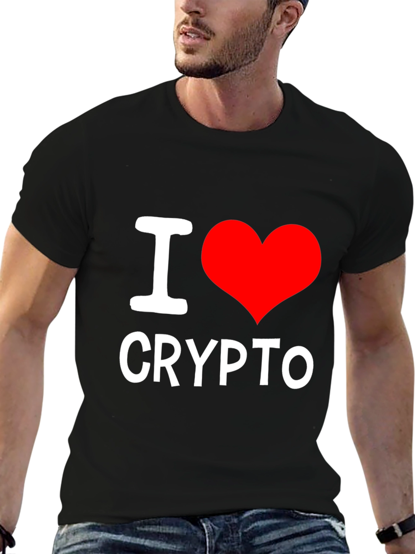 I Love Crypto T-Shirt - Black Short Sleeve Casual Wear