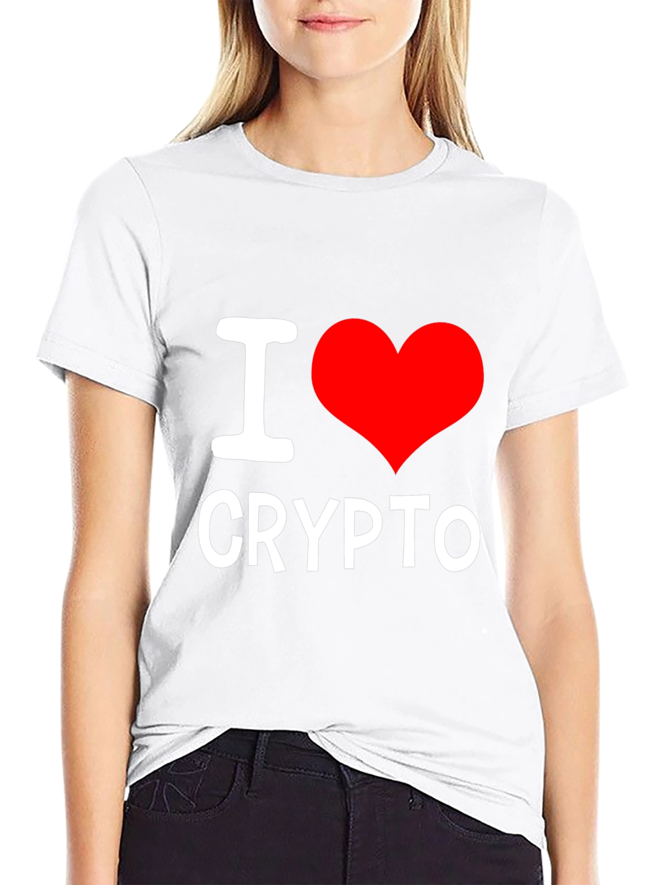I Love Crypto T-Shirt - Black Short Sleeve Casual Wear