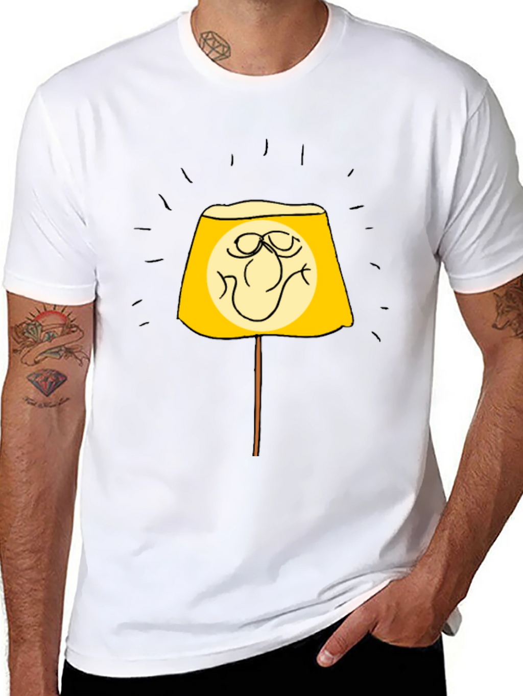 Funny Lamp Face Graphic Black T-Shirt