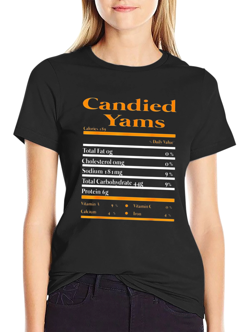 Candied Yams Nutrition Facts Graphic T-Shirt