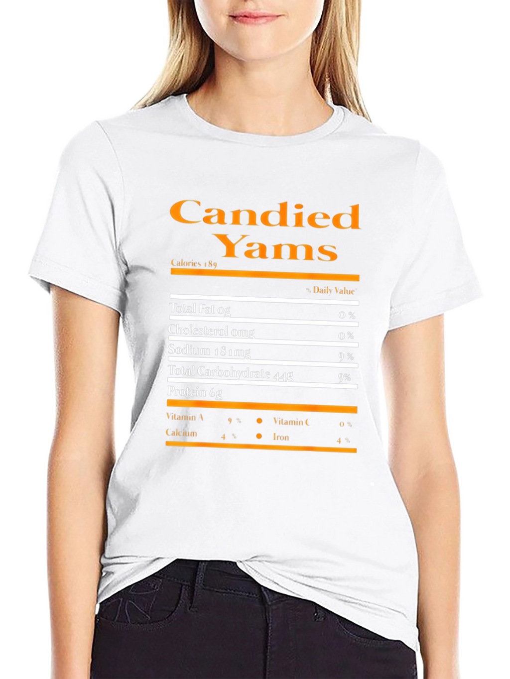 Candied Yams Nutrition Facts Graphic T-Shirt
