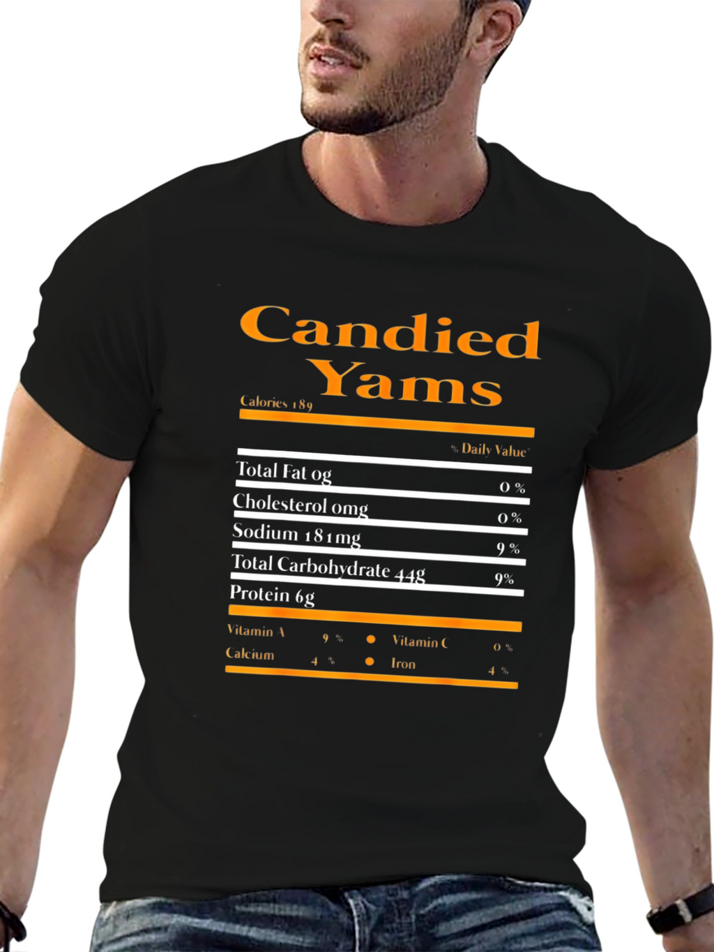 Candied Yams Nutrition Facts Graphic T-Shirt