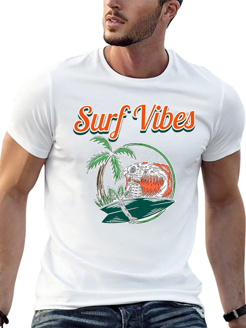 Surf Vibes Skeleton Surfer T-Shirt