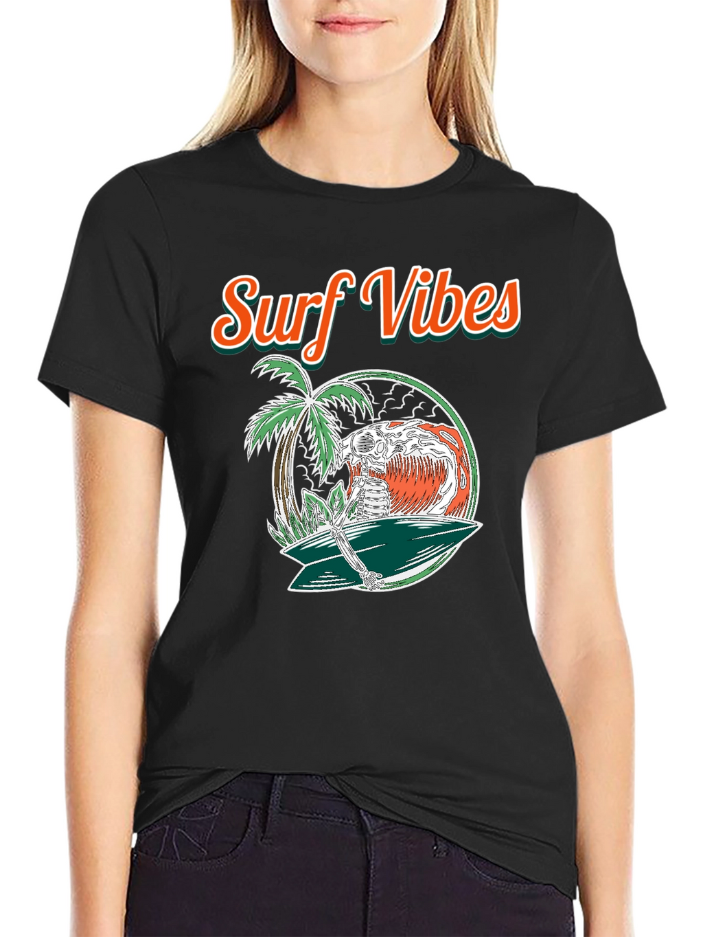 Surf Vibes Skeleton Surfer T-Shirt