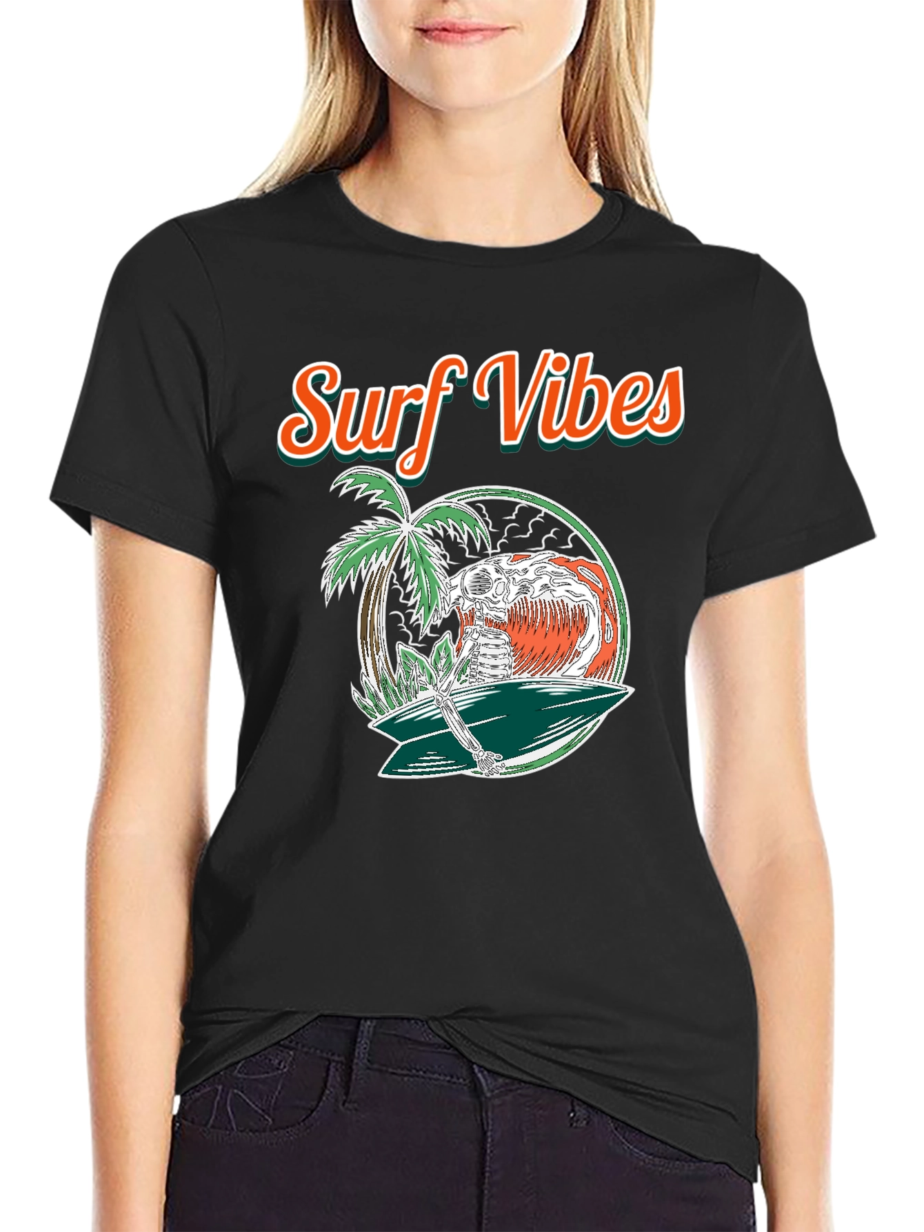 Surf Vibes Skeleton Surfer T-Shirt