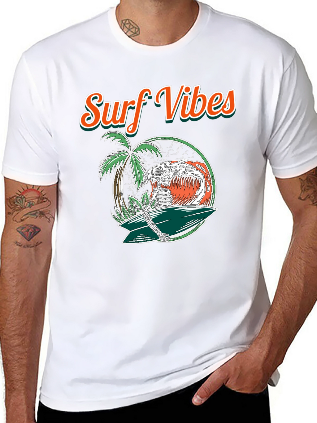 Surf Vibes Skeleton Surfer T-Shirt