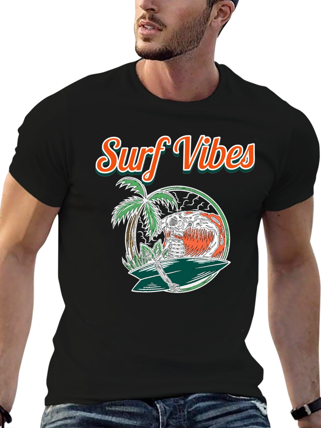 Surf Vibes Skeleton Surfer T-Shirt