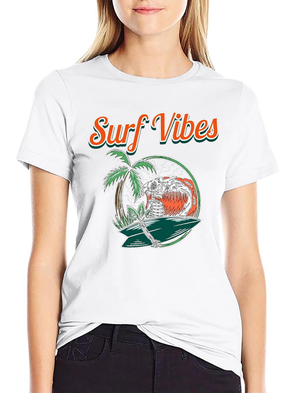 Surf Vibes Skeleton Surfer T-Shirt