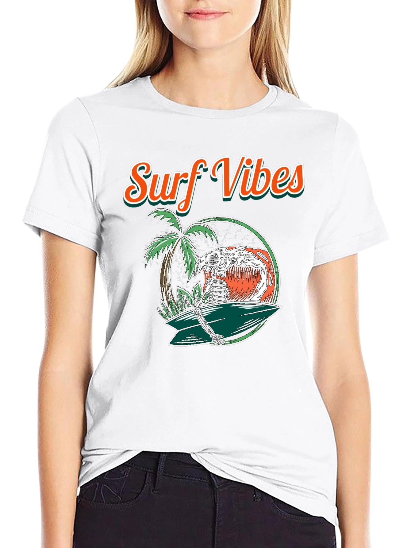 Surf Vibes Skeleton Surfer T-Shirt