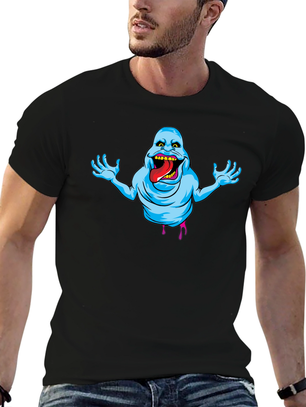 Ghostly Graphic Tee - Slimer Cartoon T-Shirt