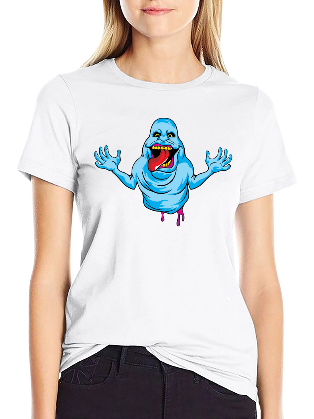 Ghostly Graphic Tee - Slimer Cartoon T-Shirt