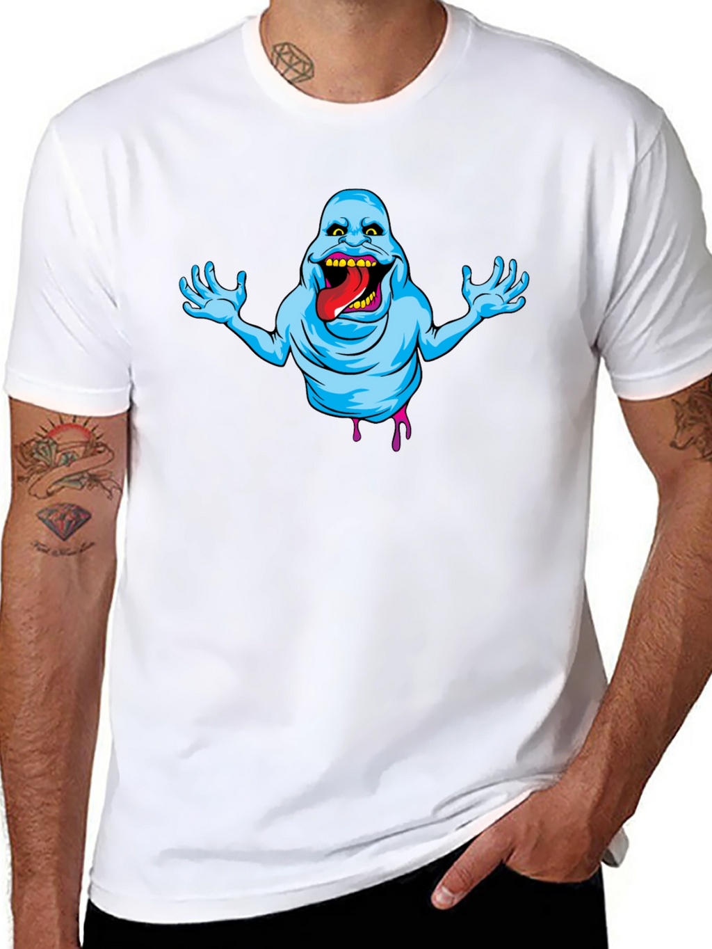 Ghostly Graphic Tee - Slimer Cartoon T-Shirt