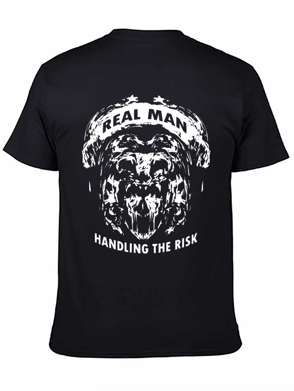 Real Man Handling the Risk Black Graphic T-Shirt