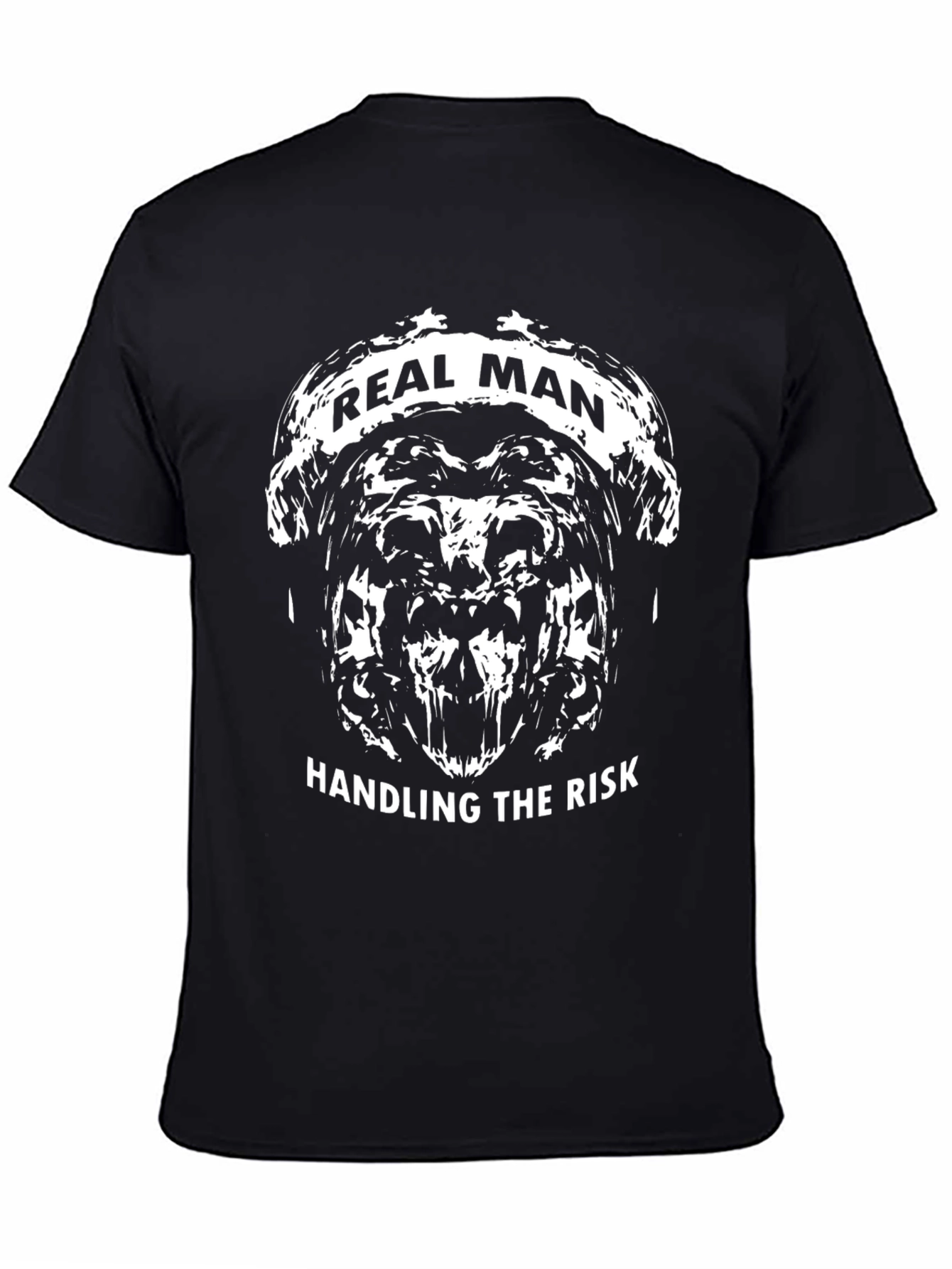 Real Man Handling the Risk Black Graphic T-Shirt