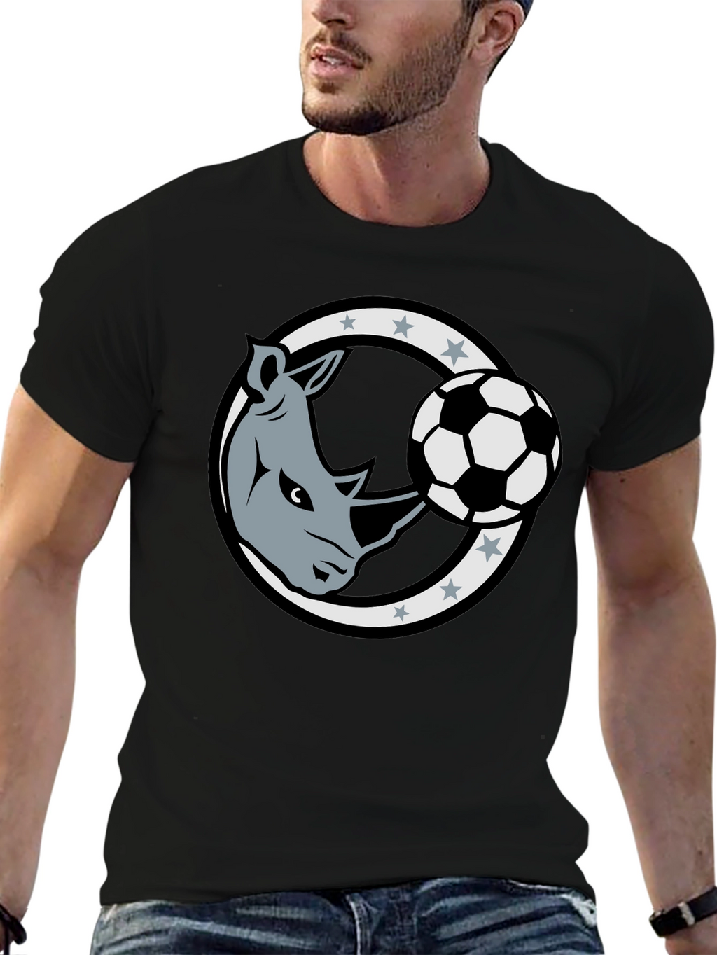 Rhino Soccer Black T-Shirt