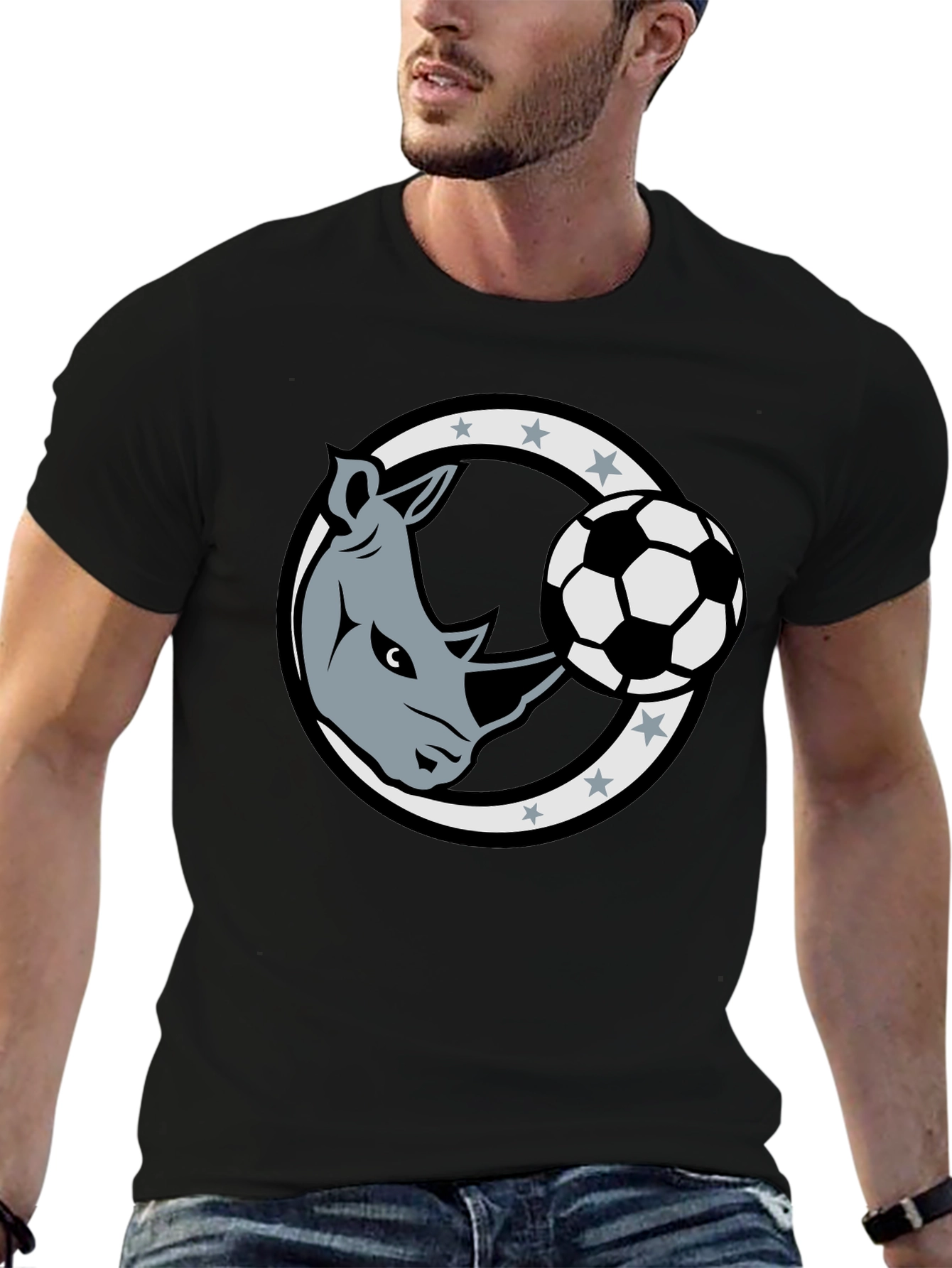 Rhino Soccer Black T-Shirt
