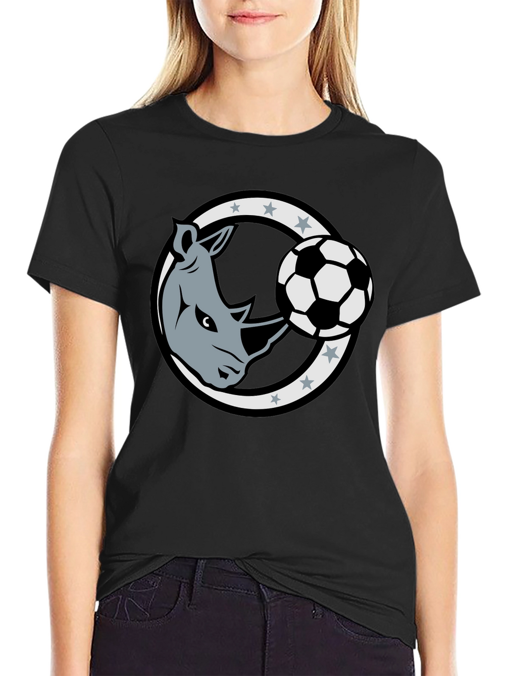 Rhino Soccer Black T-Shirt