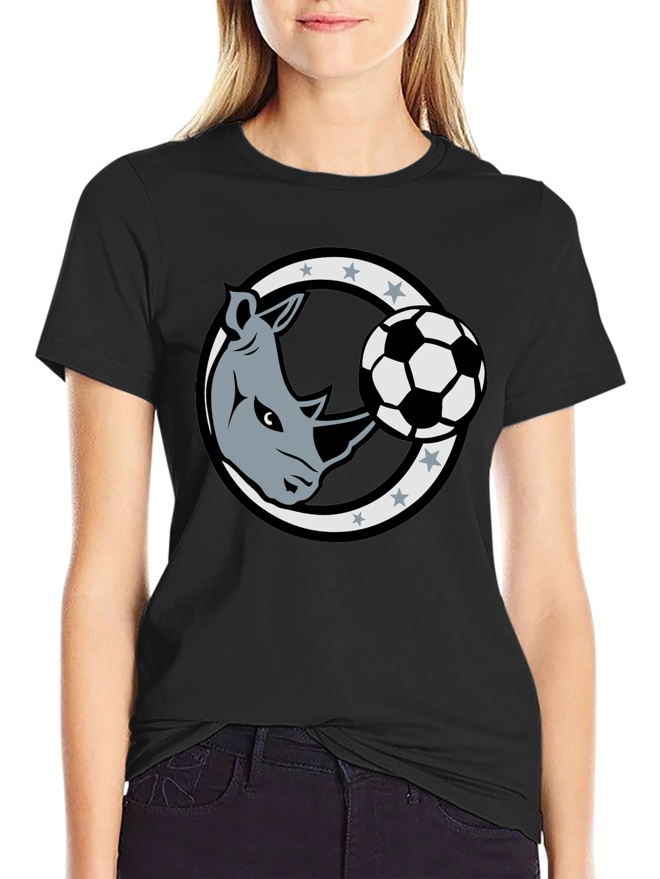 Rhino Soccer Black T-Shirt