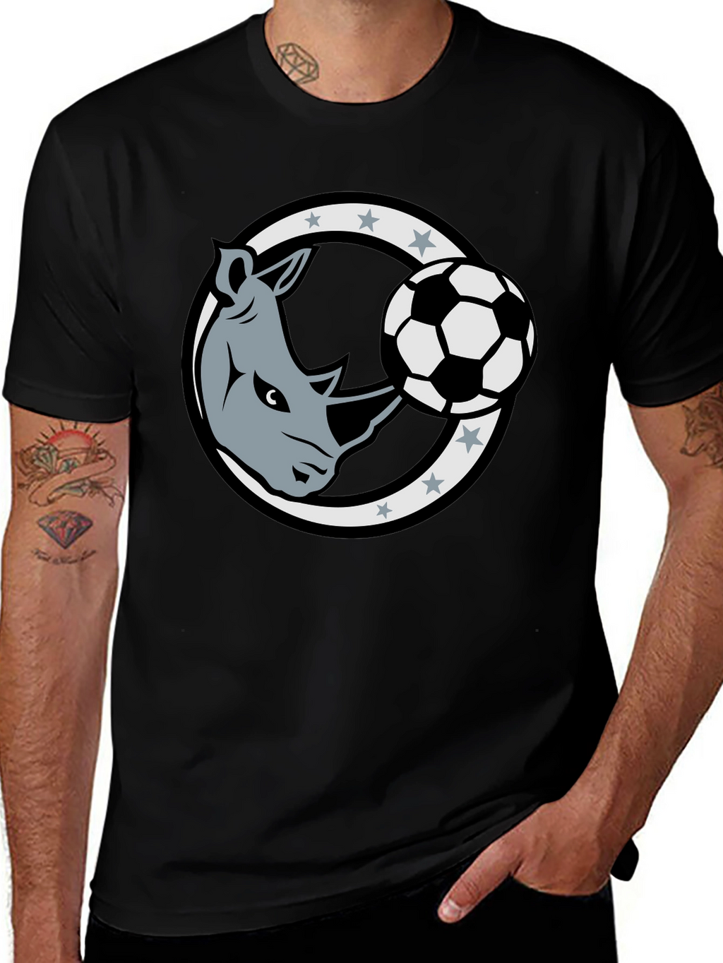 Rhino Soccer Black T-Shirt