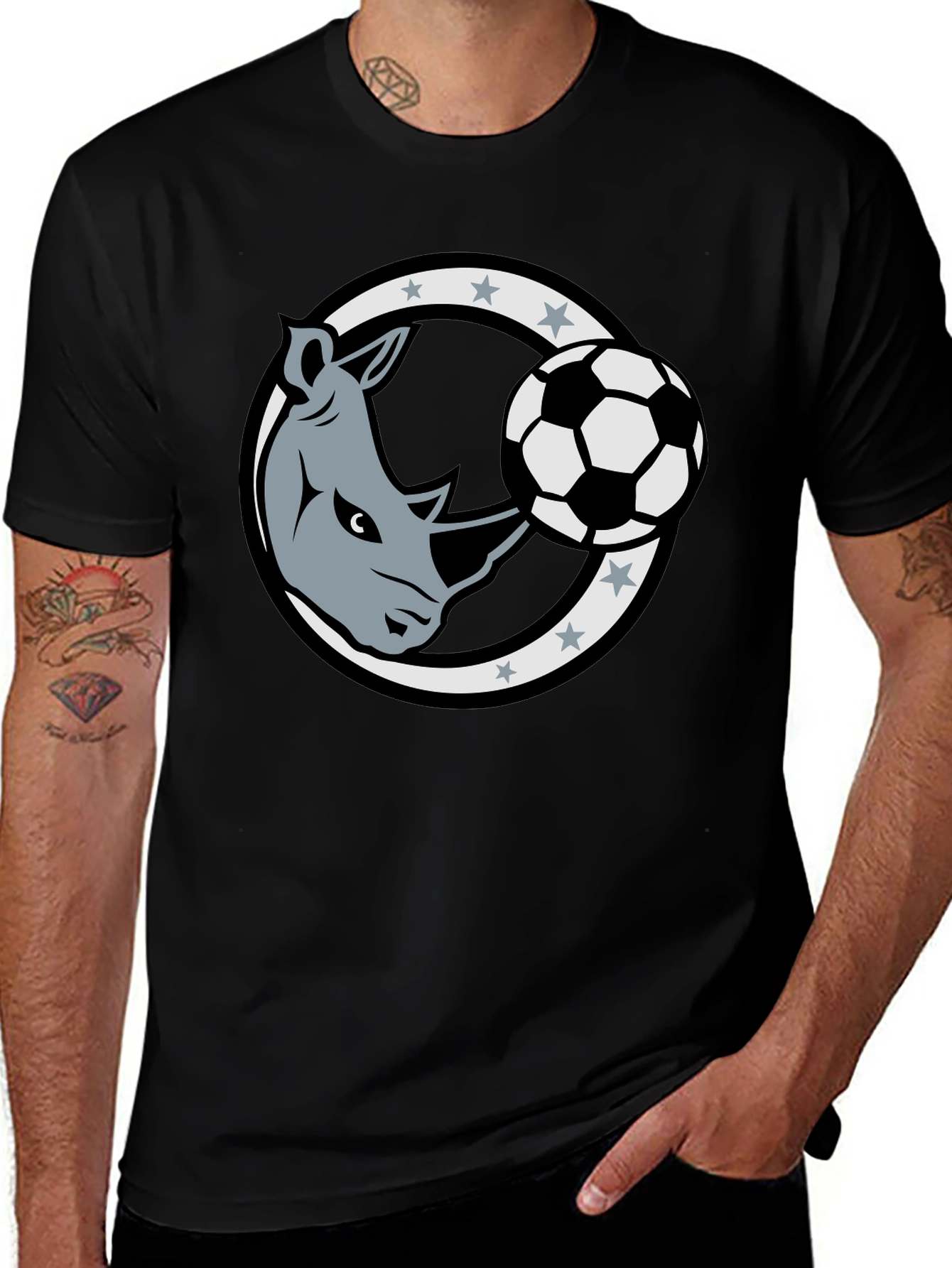 Rhino Soccer Black T-Shirt