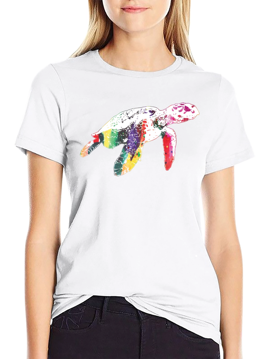 Rainbow Turtle Black T-Shirt