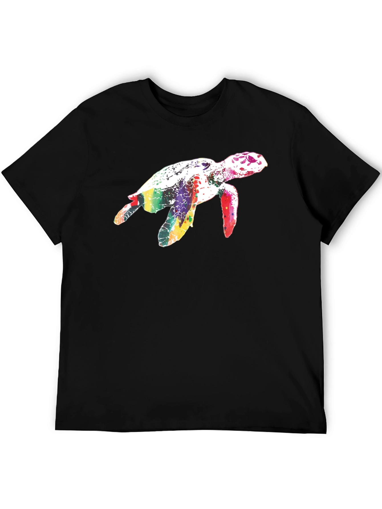 Rainbow Turtle Black T-Shirt