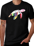Rainbow Turtle Black T-Shirt
