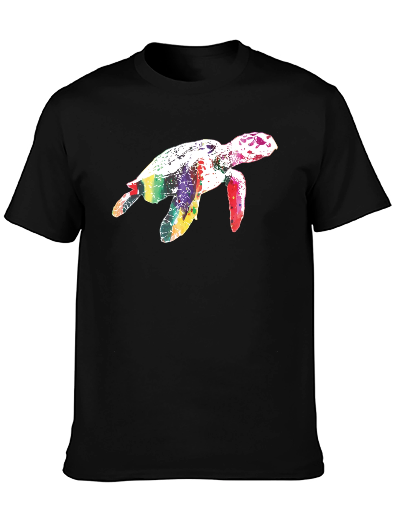 Rainbow Turtle Black T-Shirt