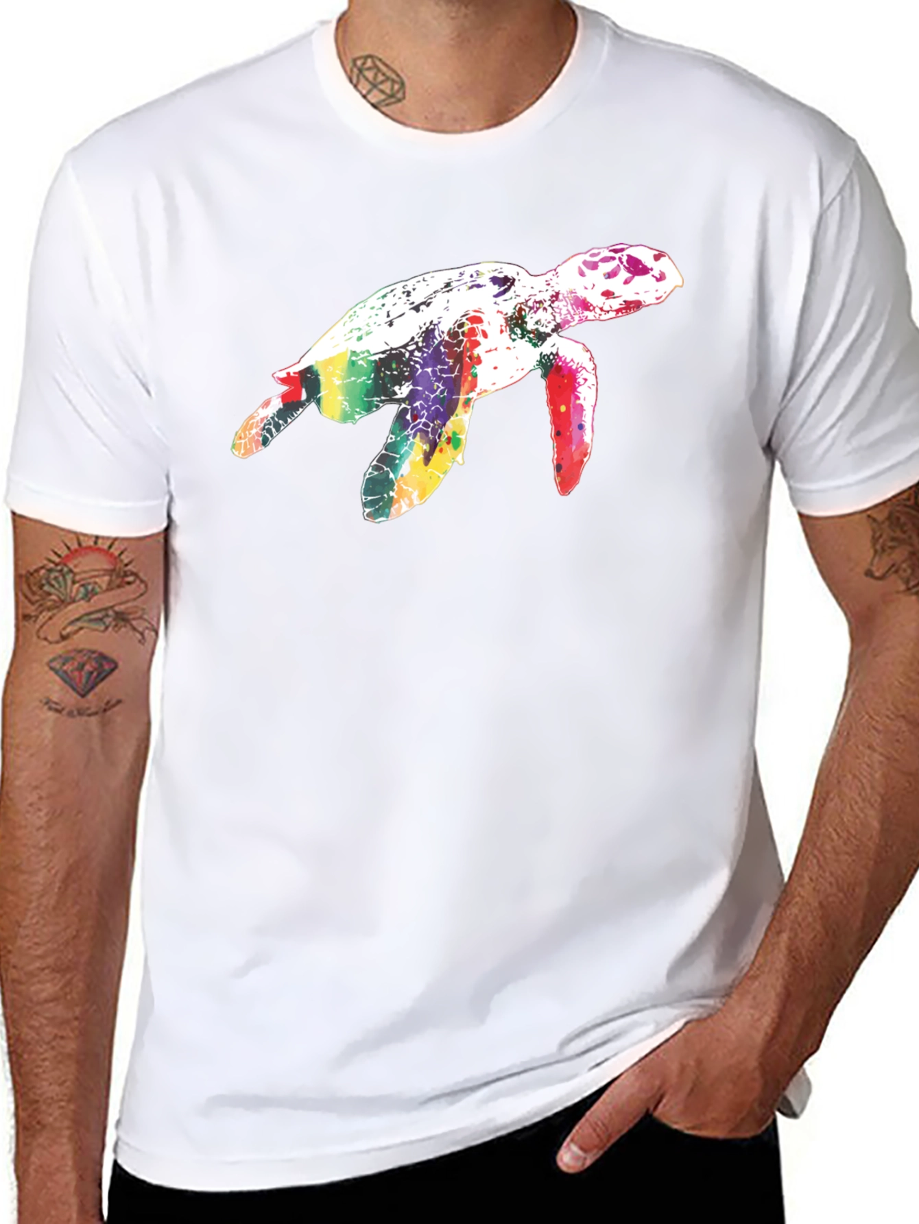 Rainbow Turtle Black T-Shirt