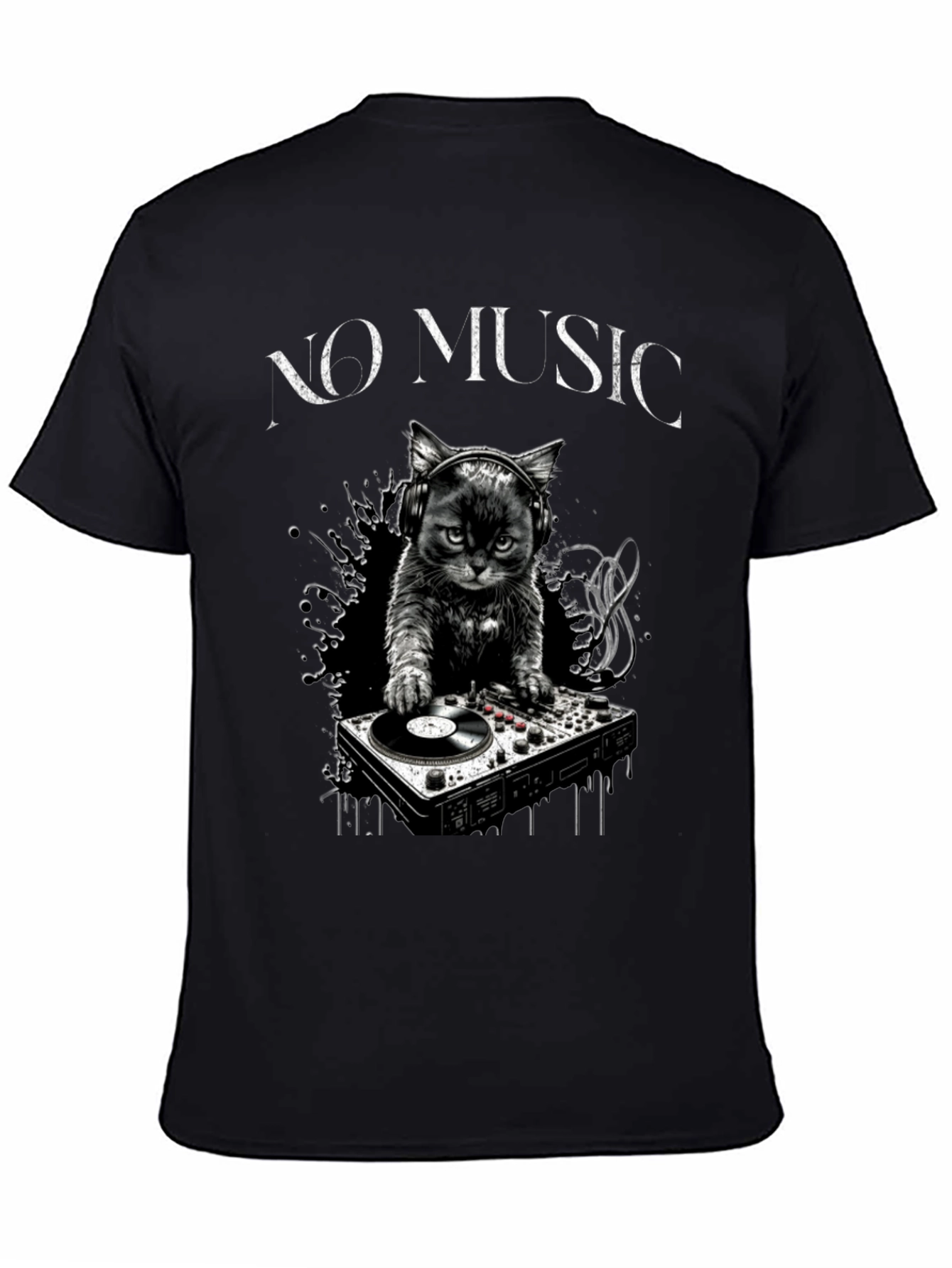DJ Cat T-Shirt - No Music Club